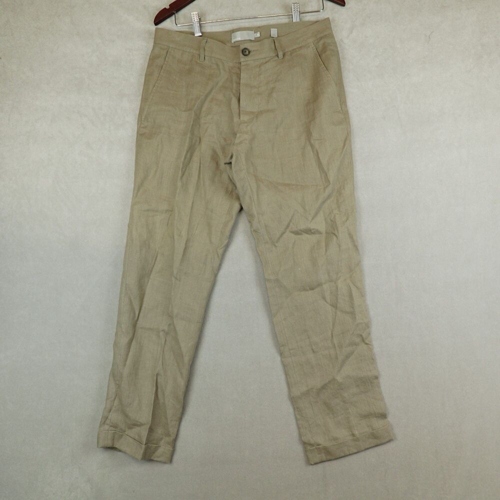 Vince Pants 100% Hemp Mens Beige Mens Size 30 Cuffed Button Fly